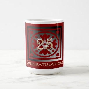 Mug Employé 25e anniversaire Elégant Golden Red