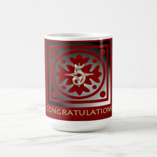 Mug Employé 5e anniversaire Elégant Golden Red