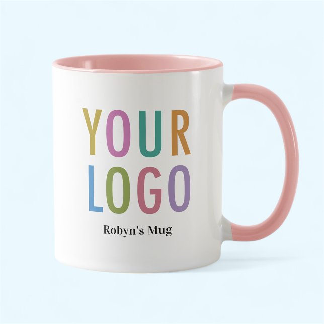 Mug Employé Deux Tons Rose Logo d'Entreprise Perso (MISOOK 11 oz Pink Inside Mug with Logo)