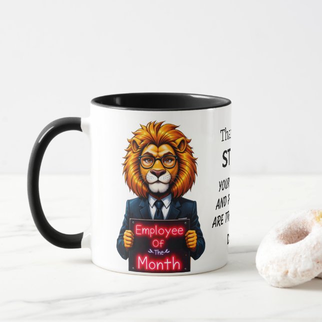 Mug Employé Du Mois Lion Couleurs Néon (Avec donut)