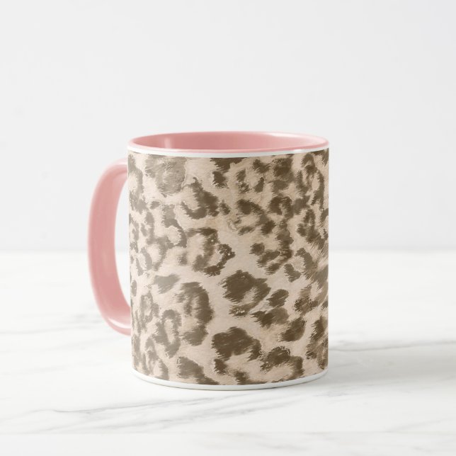 Mug Empreinte de léopard beige. (Devant gauche)