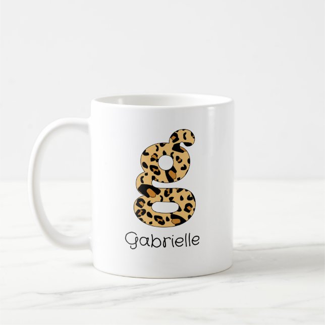 Mug Empreinte de léopard initial g minuscule et nom (Gauche)