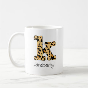 Mug Empreinte de léopard initial k minuscule et nom