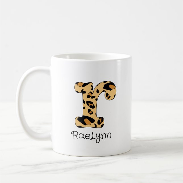 Mug Empreinte de léopard initial ou minuscule et nom (Gauche)