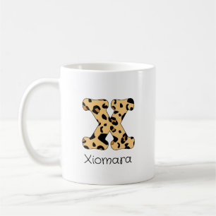 Mug Empreinte de léopard initial x minuscule et nom