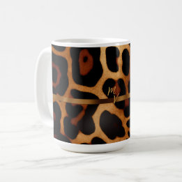 Mug Empreinte de léopard monogramme élégant