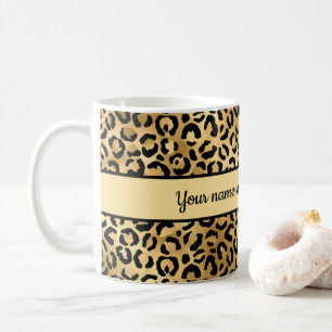 Mug Empreinte de léopard noir et or personnalisé Cheet