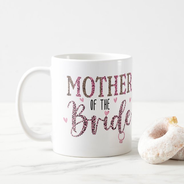 Mug Empreinte de léopard personnalisé Mère de la marié (Avec donut)