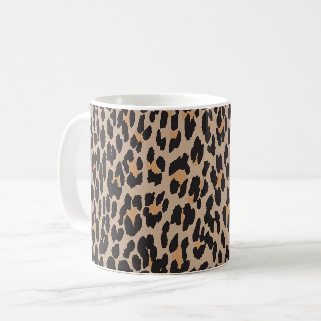 Mug Empreinte de léopard, Spots de léopard, Leopard Br (Devant gauche)