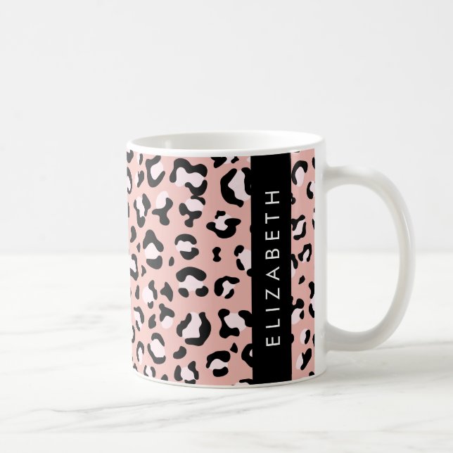 Mug Empreinte de léopard, Spots, Leopard Rose, Votre N (Droite)