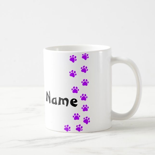 Mug Empreinte de patte - ajoutez votre propre nom (Droite)