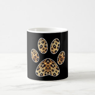 Mug Empreinte de patte avec étincelle Léopard Noir et