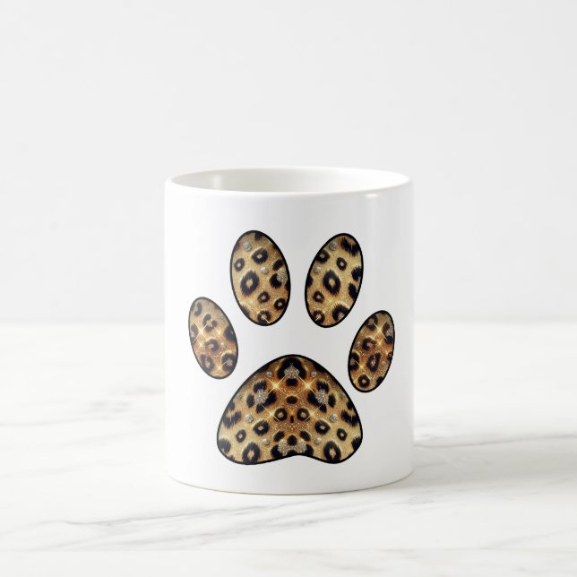 Mug Empreinte de patte avec paillettes léopard or et n (Centre)