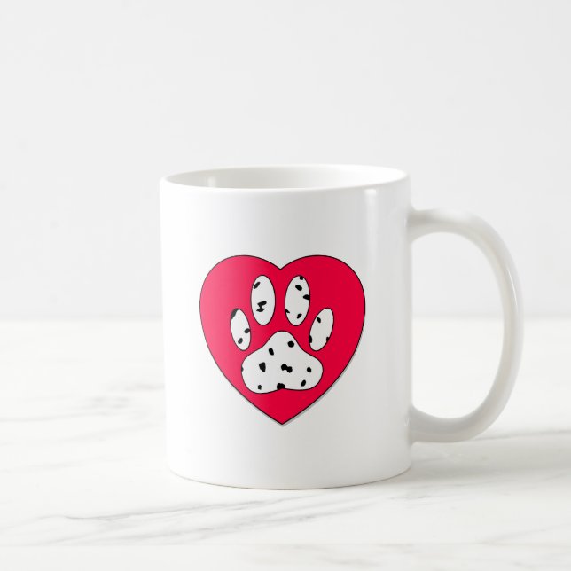Mug Empreinte de patte dalmate dans le coeur rouge (Droite)