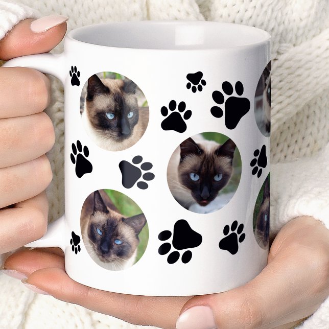 Mug Empreinte de patte de chat noir Collage de 8 photo (Créateur téléchargé)