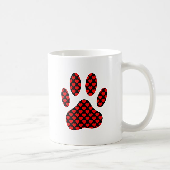 Mug Empreinte de patte de chien avec les coeurs (Droite)