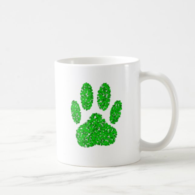 Mug Empreinte de patte de chien de feuillage vert (Droite)