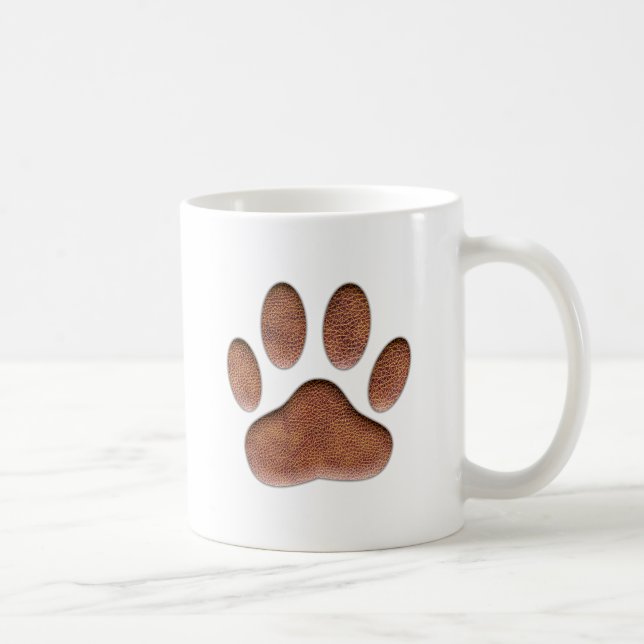 Mug Empreinte de patte de chien de Texture en cuir (Droite)