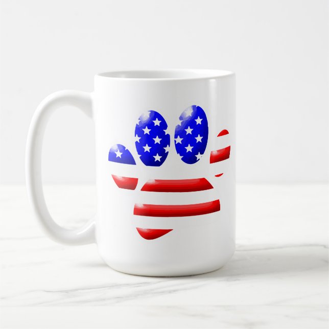 Mug Empreinte de patte de chien Drapeau américain (Gauche)