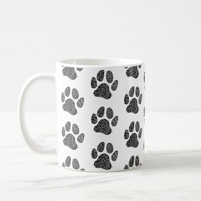 Mug Empreinte de patte de chien noir et blanc en linog (Gauche)