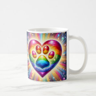 Mug Empreinte de patte de cœur arc-en-ciel