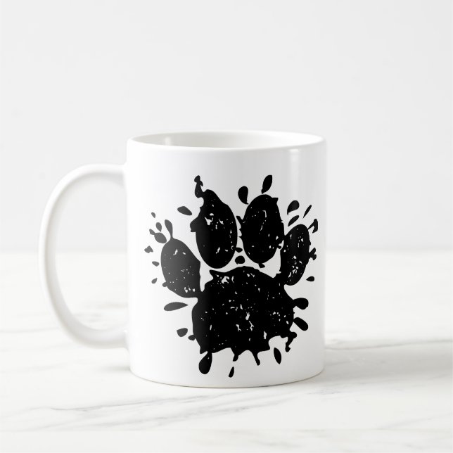 Mug Empreinte de patte Distressed Black Paint Splatter (Gauche)