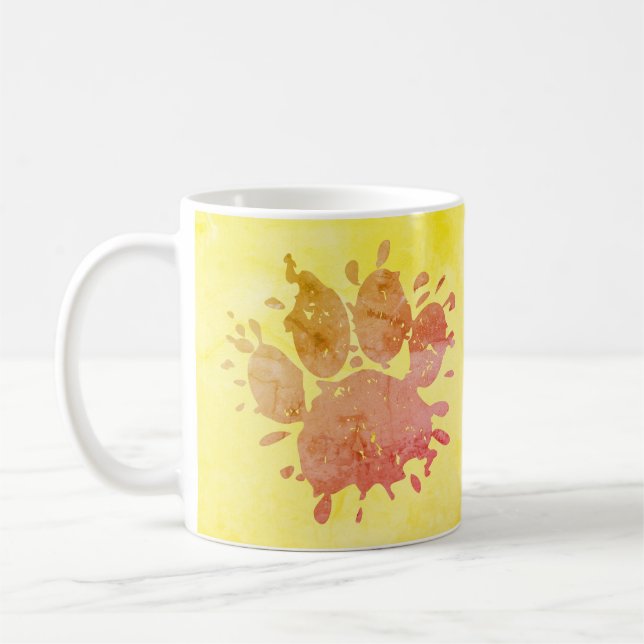 Mug Empreinte de patte Distressed Paint Splatter Dog (Gauche)