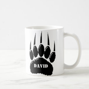 Mug Empreinte de patte d'ours noir brillant Nom person