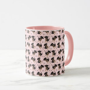 Mug Empreinte de patte Motif rotative rose chien