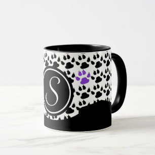 Mug Empreinte de patte noir, blanc et violet