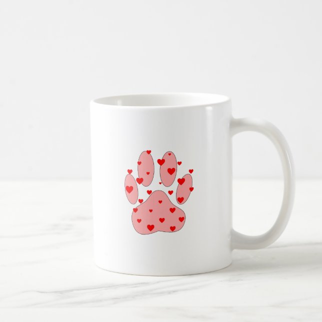 Mug Empreinte de patte rose aux coeurs (Droite)