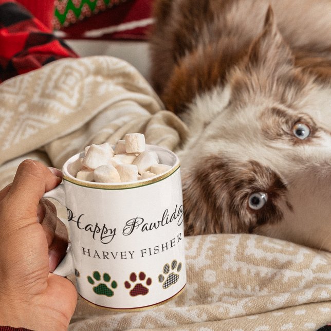 Mug Empreinte de patte, Rouge, Vert, Noir, Plaid Buffa (Créateur téléchargé)