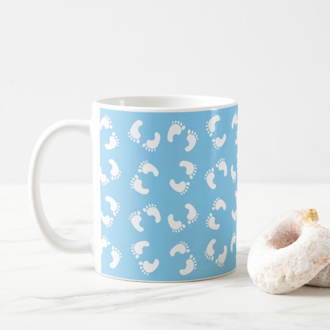 Mug Empreintes bébé, Pied bébé, Marches, Bleu, Garçon (Avec donut)