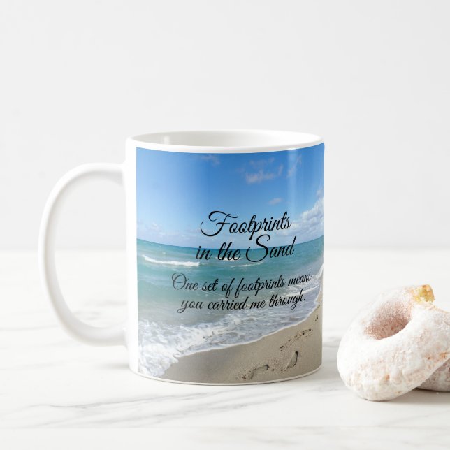 Mug Empreintes dans le Sable Inspirational Christian (Avec donut)