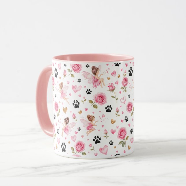 Mug Empreintes de fées & Roses | Cadeau pour maman de  (Devant gauche)