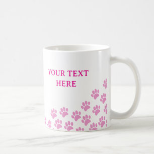 Mug Empreintes de Patte de Chiot Rose Avec Texte Perso