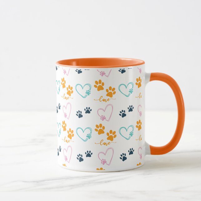 Mug Empreintes de pattes Amateur de chien mignon  (Droite)