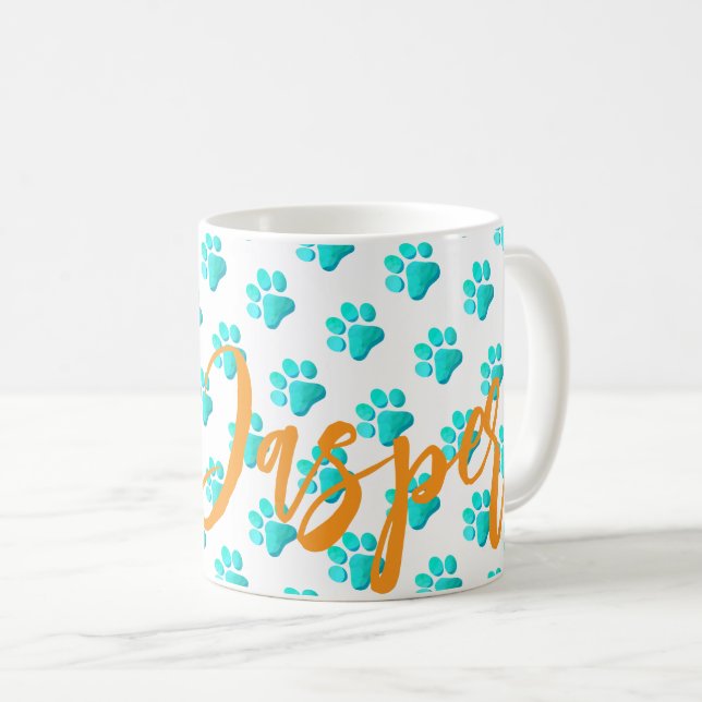 Mug Empreintes de pattes Aqua Pet NAME Orange Chat Chi (Devant droit)