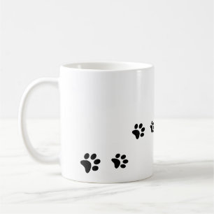 Mug Empreintes de pattes de chat noir sur blanc