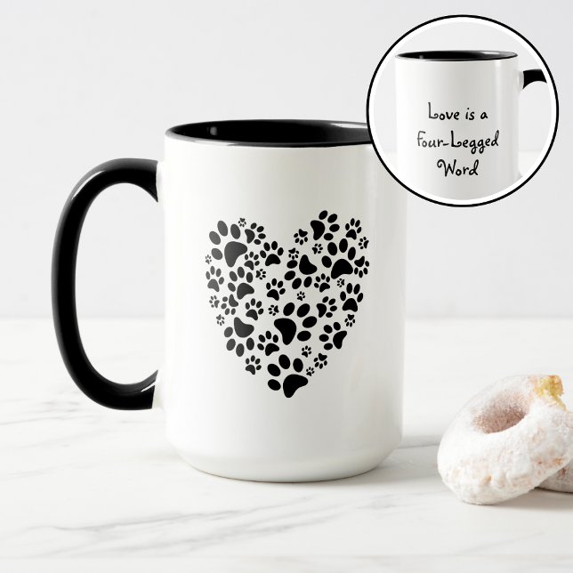Mug Empreintes de pattes de chien et de chat Cœur Sain (Créateur téléchargé)