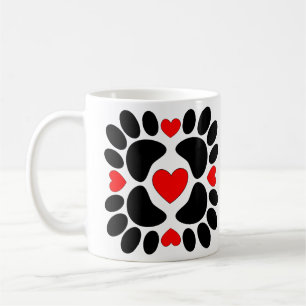 Mug Empreintes de pattes De Chiens Et Motif De Coeurs