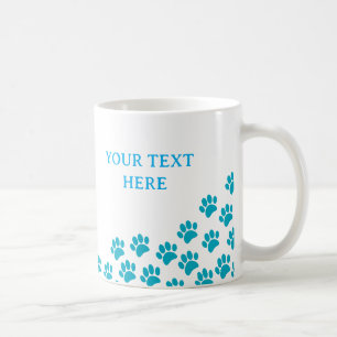 Mug Empreintes de pattes de chiot bleu avec texte pers