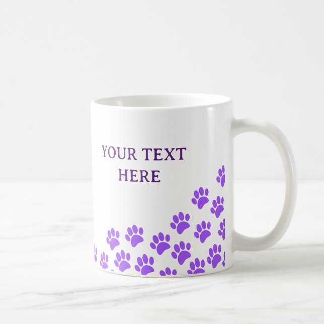 Mug Empreintes de pattes De Chiot Violet Avec Texte Pe (Droite)