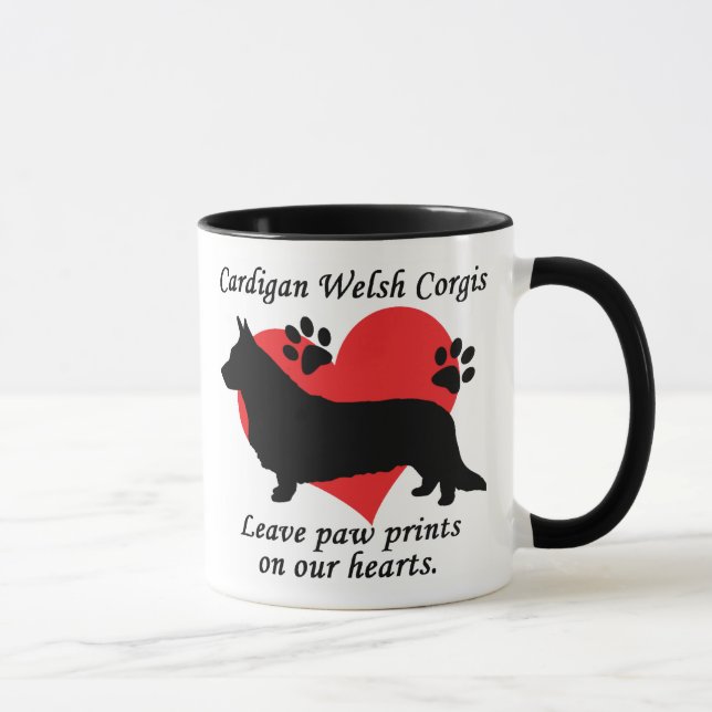 Mug Empreintes de pattes de congé de Corgis de Gallois (Droite)