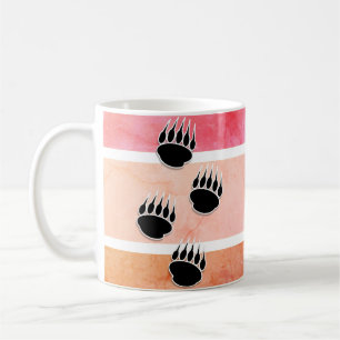 Mug Empreintes de pattes de l'ours noir Retro Design