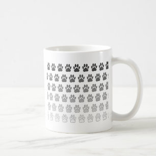 Mug Empreintes de pattes dégradés en noir et blanc et