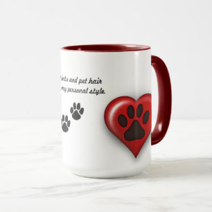 Mug Empreintes de pattes et cheveux d'animal familier