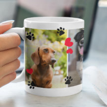Empreintes de pattes mignons et Coeurs rouges Quat