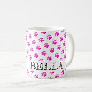 Mug Empreintes de pattes NOM DU PET Colorful Rose Anim
