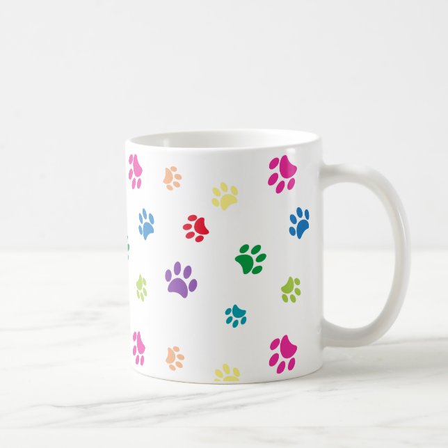 Mug Empreintes de pattes peintes colorées (Droite)